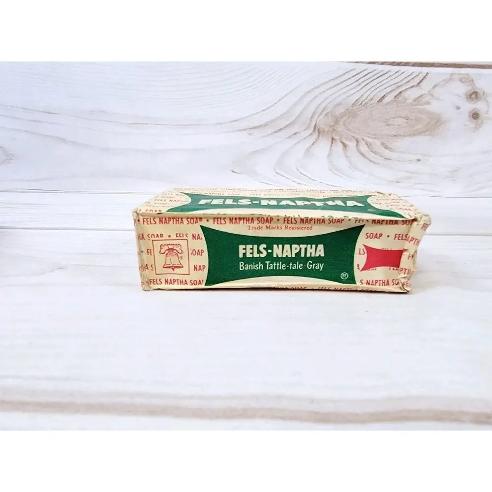 Vintage 1920s Fels-Naptha Laundry Bar Soap Banish Tattle-tale Gray NEW Unopened